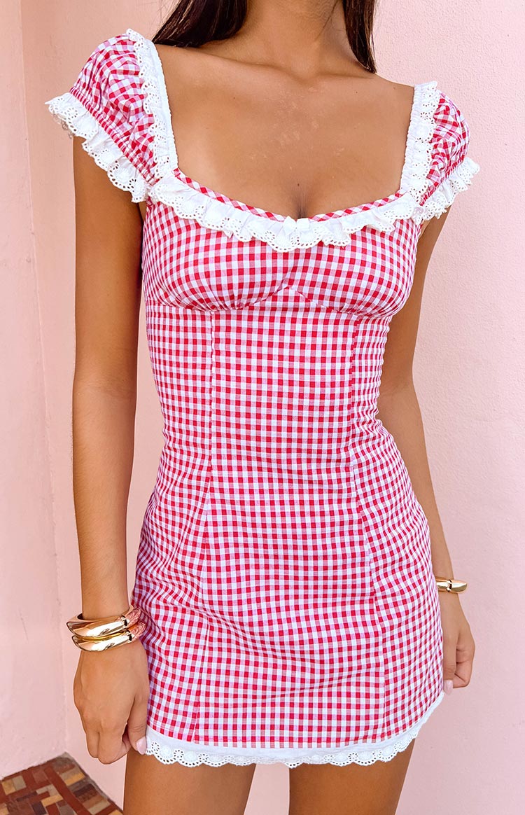 Jolie Red Short Sleeve Mini Dress
