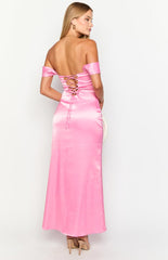 Naveah Pink Off Shoulder Maxi Dress