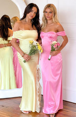 Naveah Pink Off Shoulder Maxi Dress